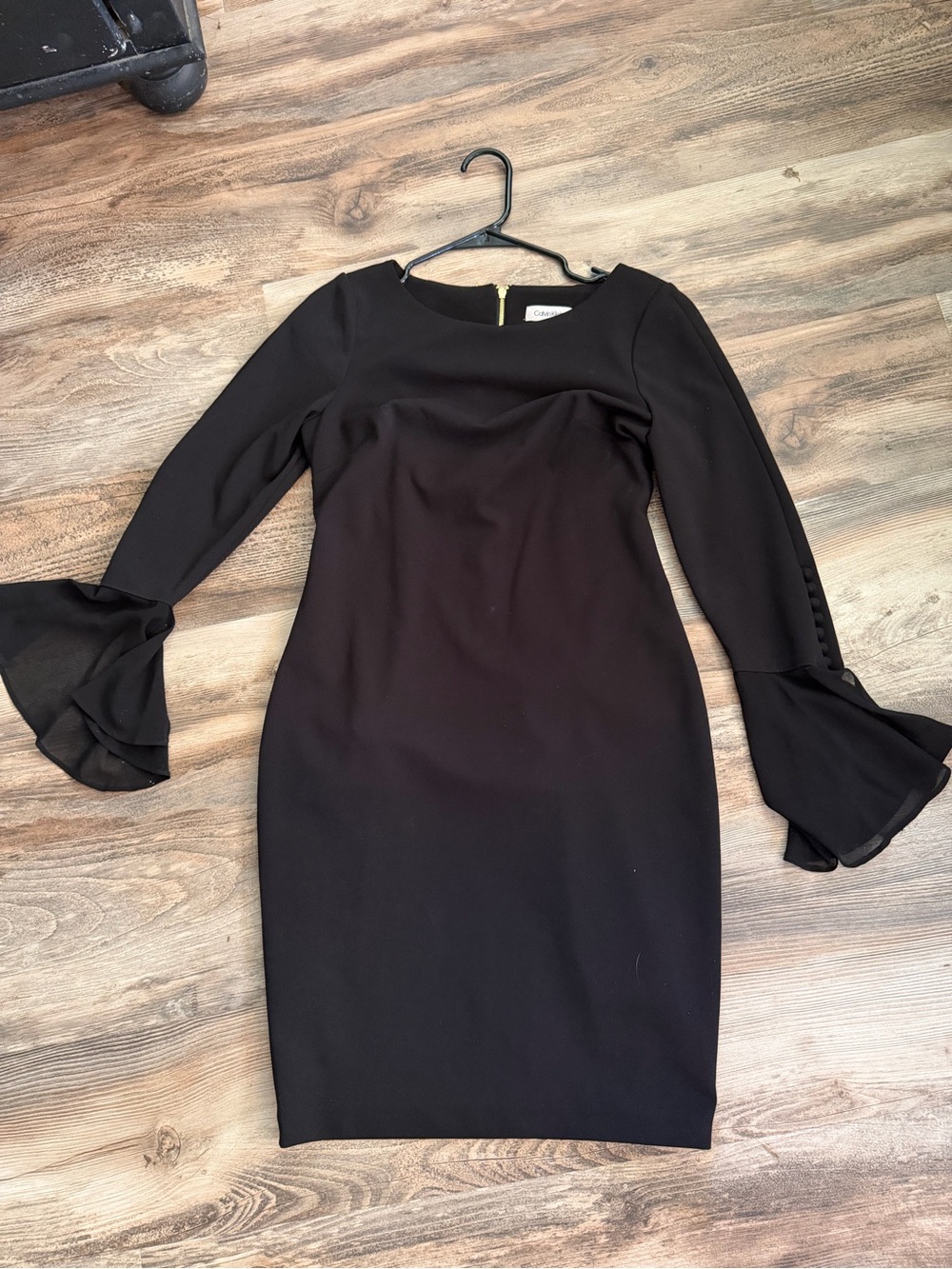Calvin Klein Black Bell-Sleeve Midi Dress